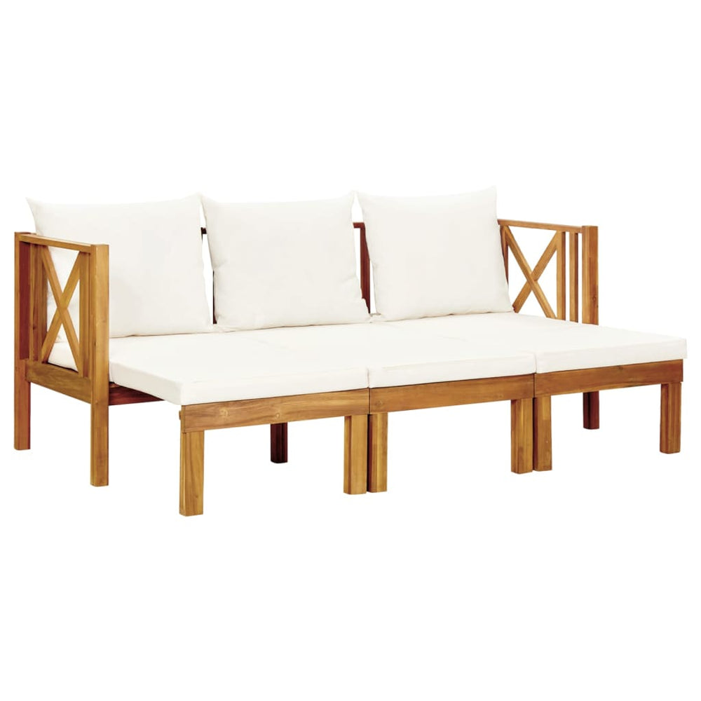 Two-seater garden bench with a cushion, 179cm, solid acacia wood