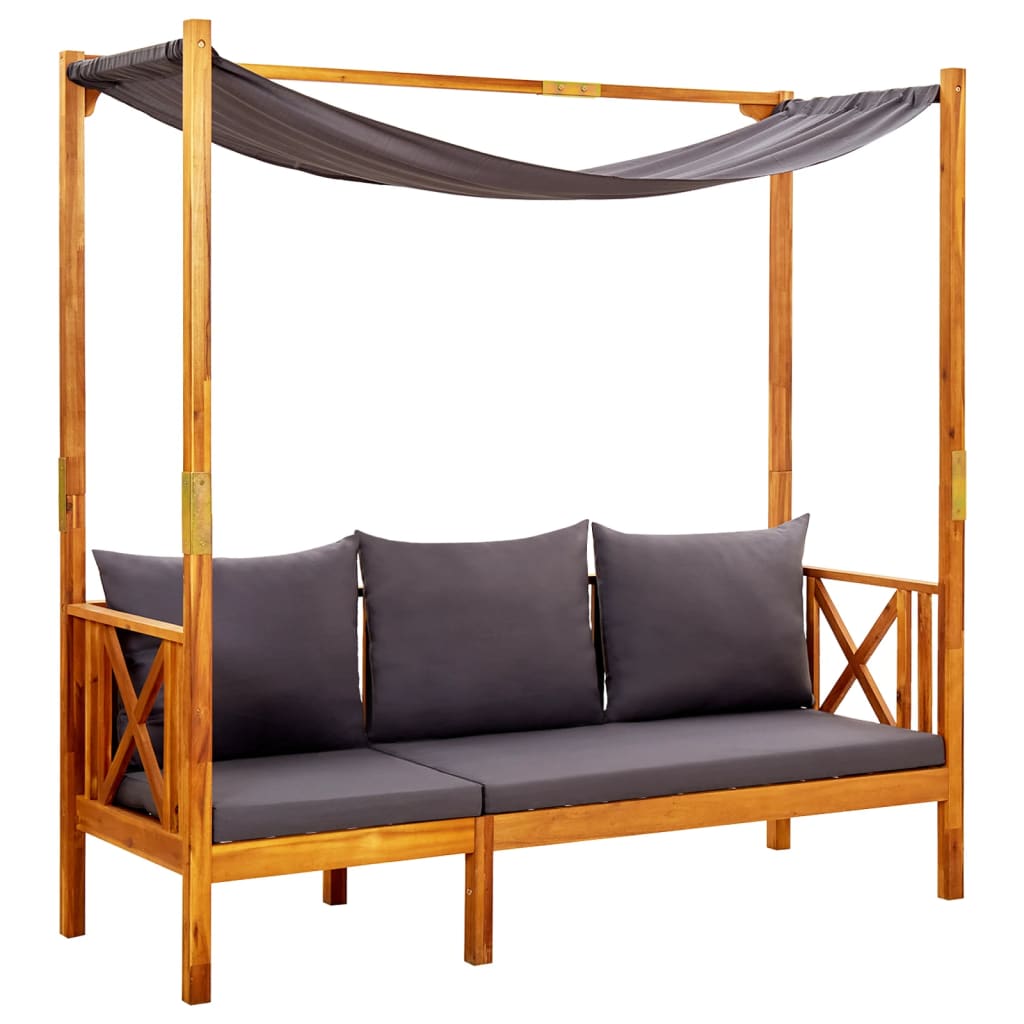 Garden bench with an arch, solid acacia wood