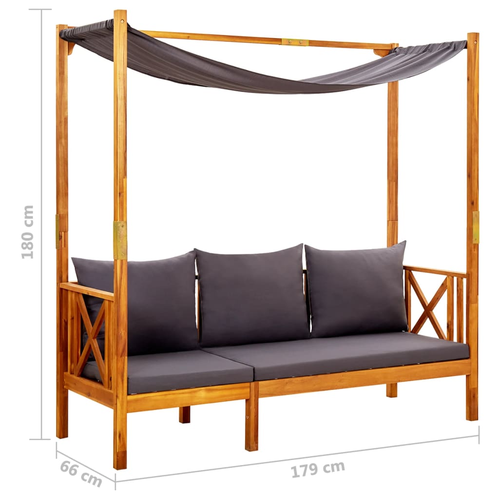 Garden bench with an arch, solid acacia wood
