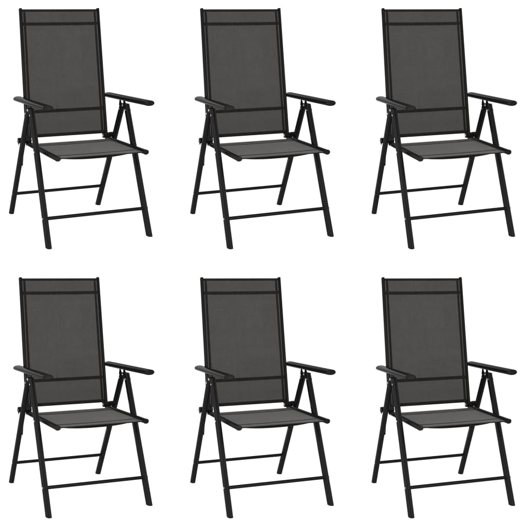 Folding garden chairs, 6 pcs., black, textilene