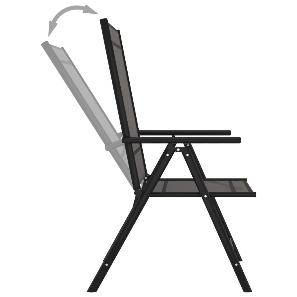 Folding garden chairs, 6 pcs., black, textilene
