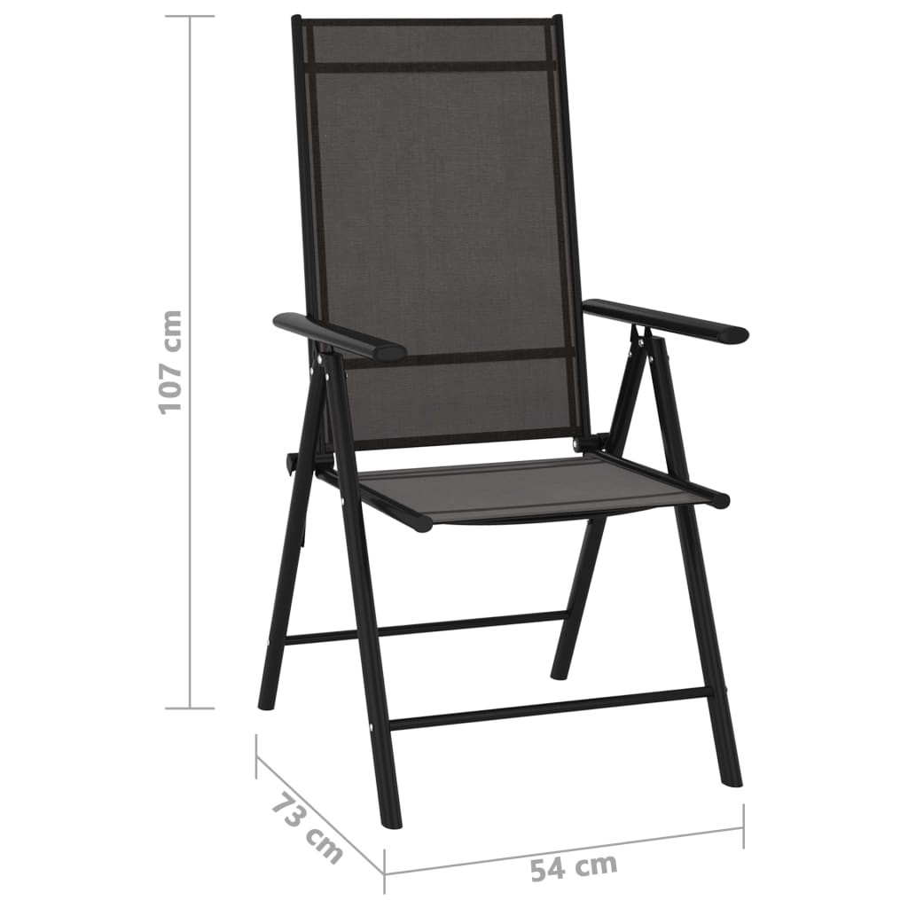 Folding garden chairs, 6 pcs., black, textilene