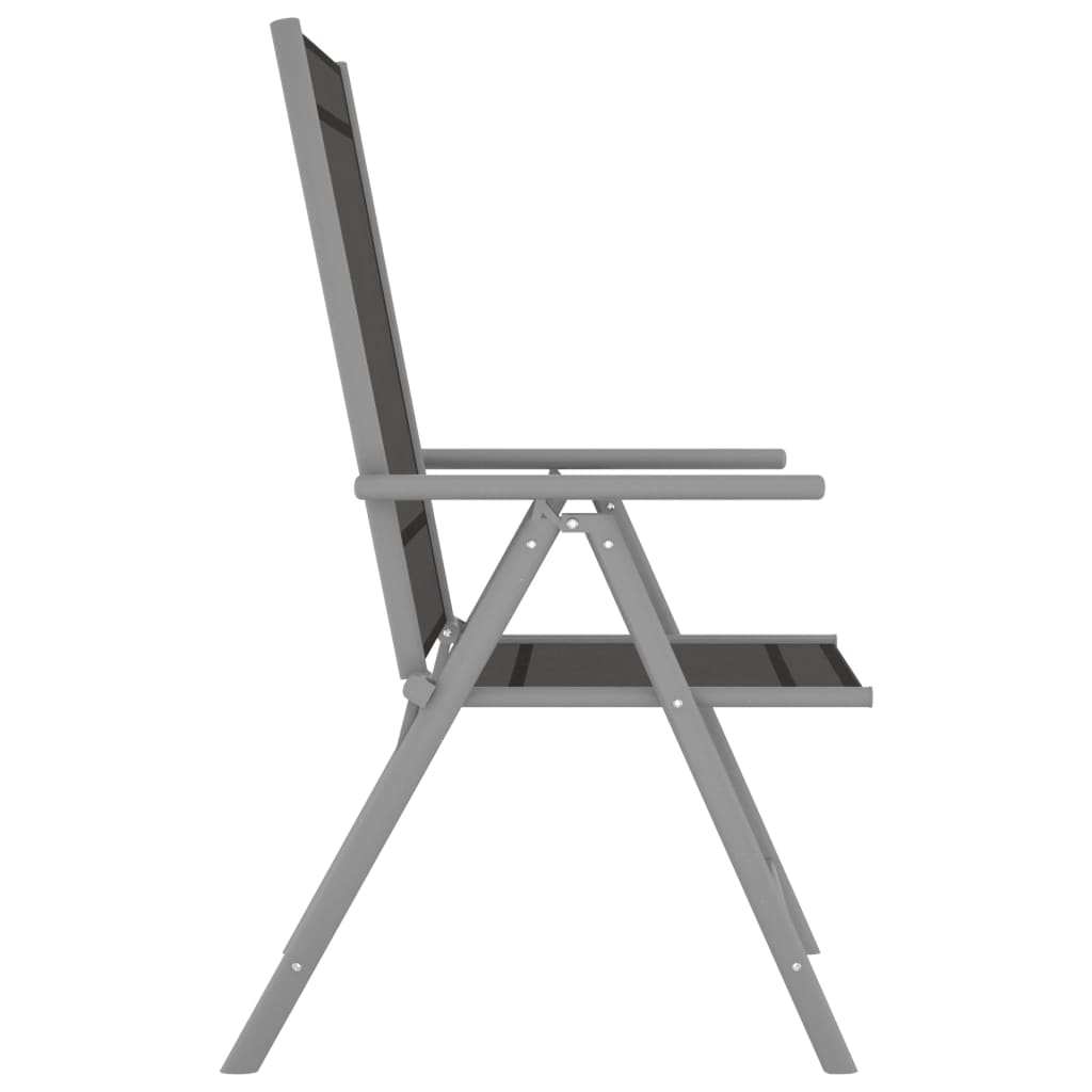 Folding garden chairs, 2 pcs., black, textilene