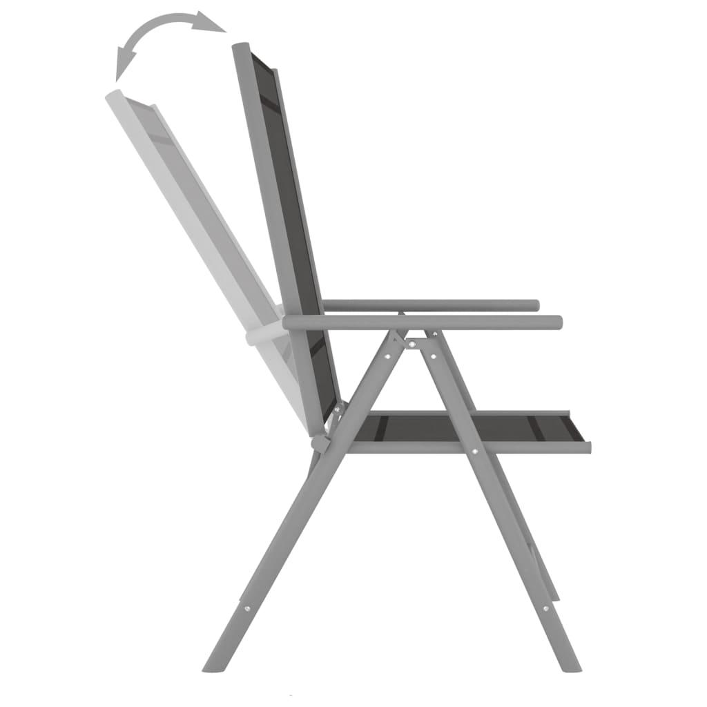 Folding garden chairs, 2 pcs., black, textilene