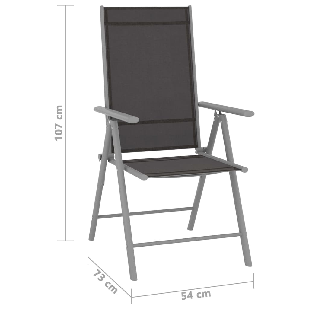 Folding garden chairs, 2 pcs., black, textilene