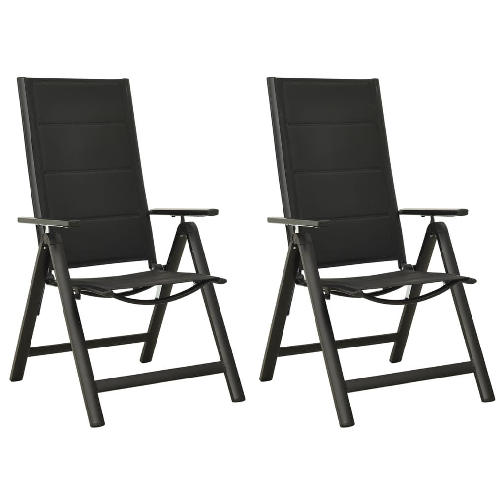 Garden chairs, 2 pcs, black, textilene and aluminium