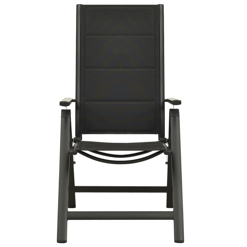 Garden chairs, 2 pcs, black, textilene and aluminium
