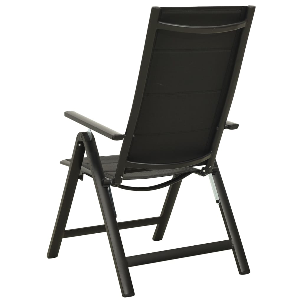Garden chairs, 2 pcs, black, textilene and aluminium