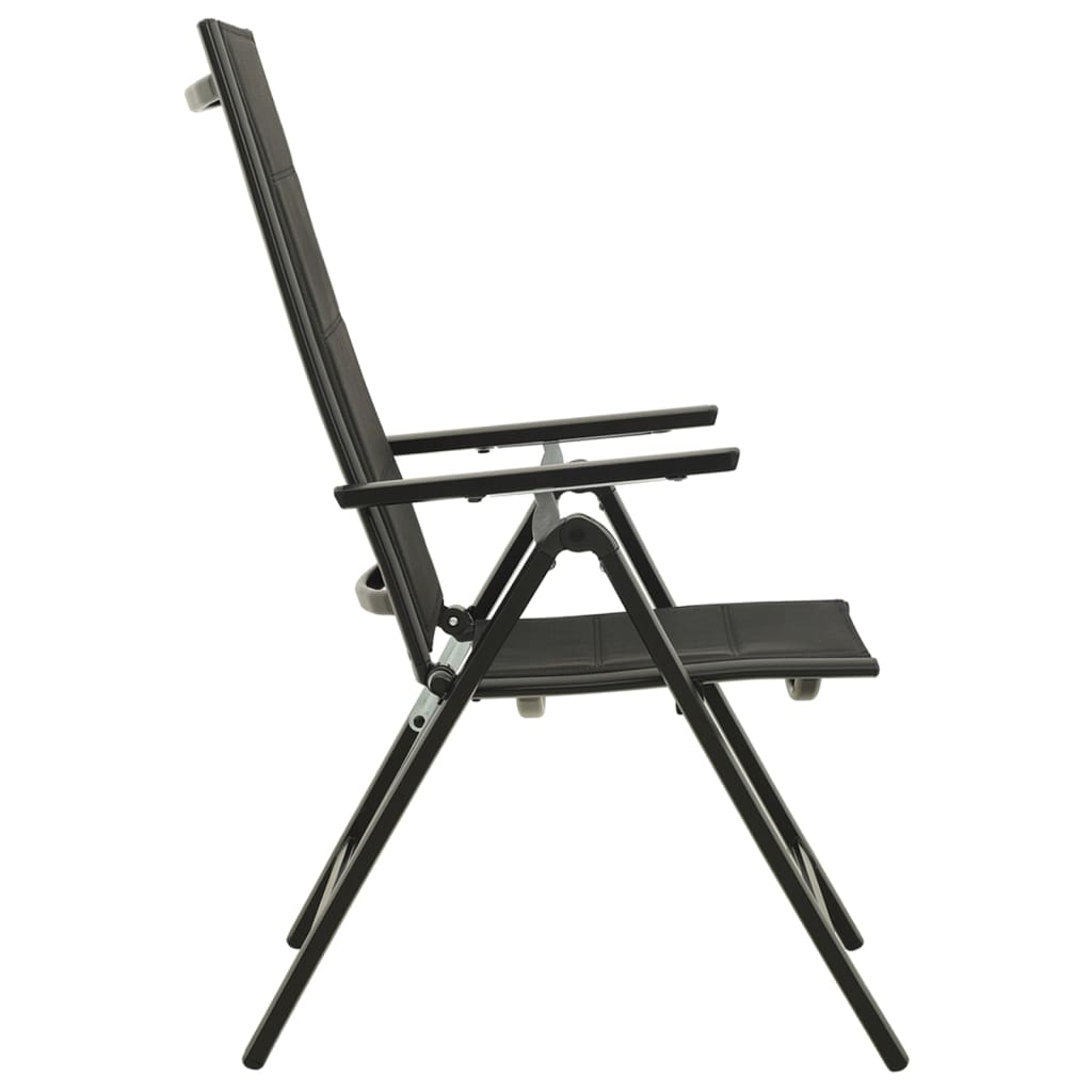 Garden chairs, 2 pcs, black, textilene and aluminium