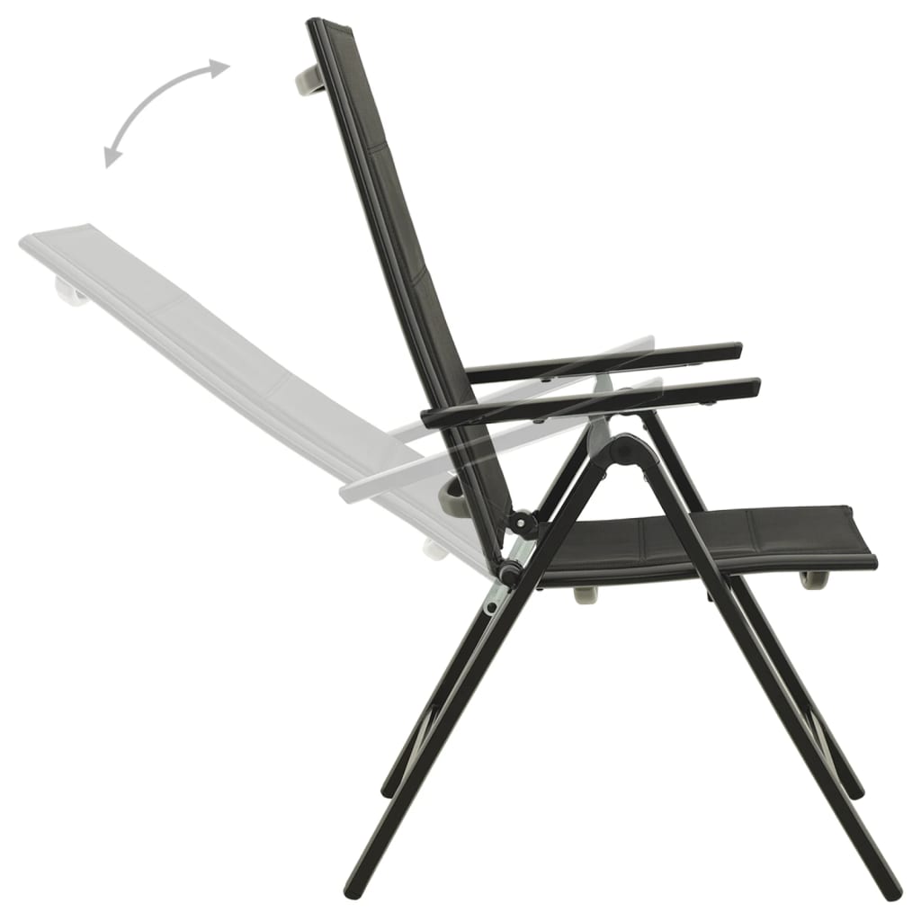 Garden chairs, 2 pcs, black, textilene and aluminium