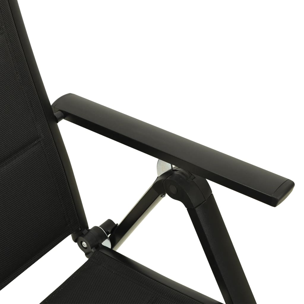 Garden chairs, 2 pcs, black, textilene and aluminium