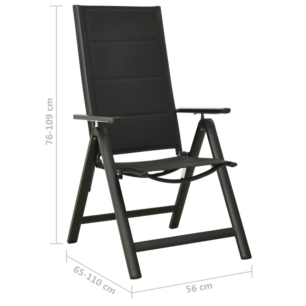 Garden chairs, 2 pcs, black, textilene and aluminium