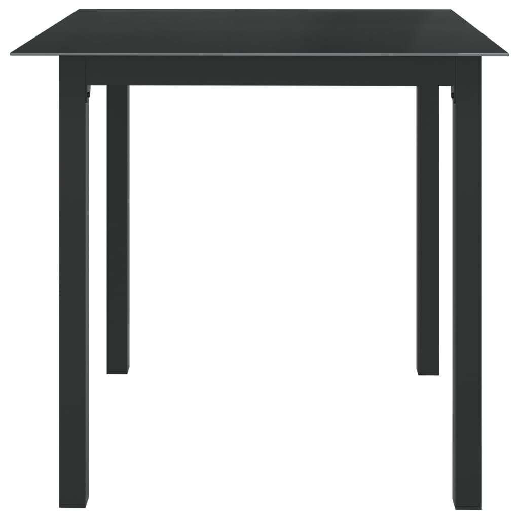 Garden table, black, 80x80x74cm, aluminium and glass