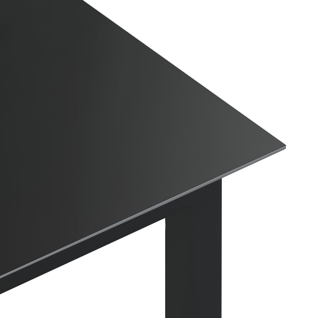 Garden table, black, 80x80x74cm, aluminium and glass
