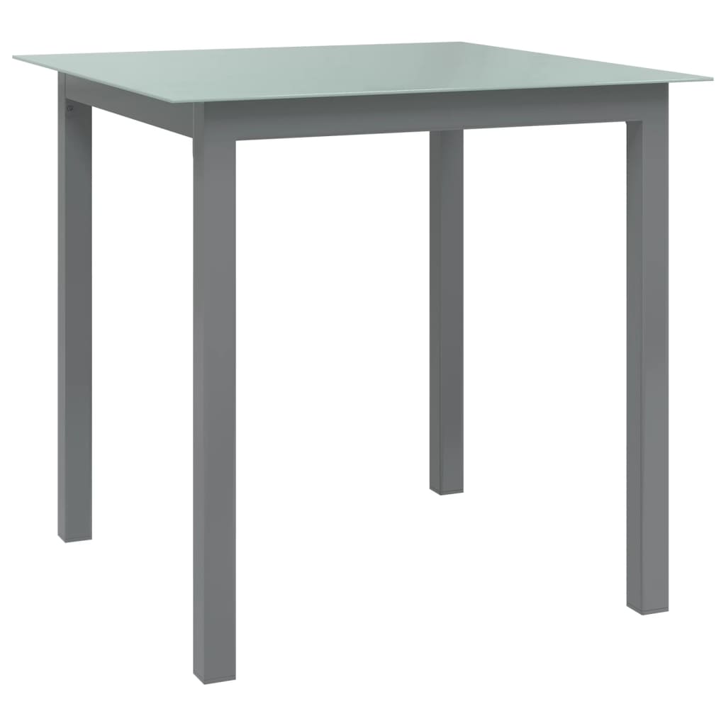 Garden table, light grey, 80x80x74cm, aluminium and glass