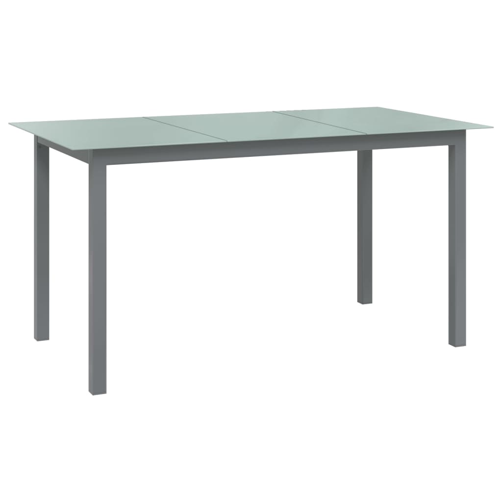 Garden table, light grey, 150x90x74cm, aluminium, glass