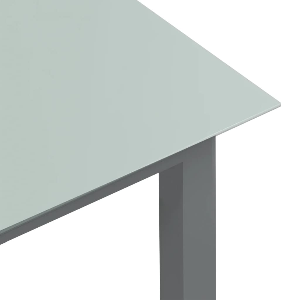 Garden table, light grey, 150x90x74cm, aluminium, glass