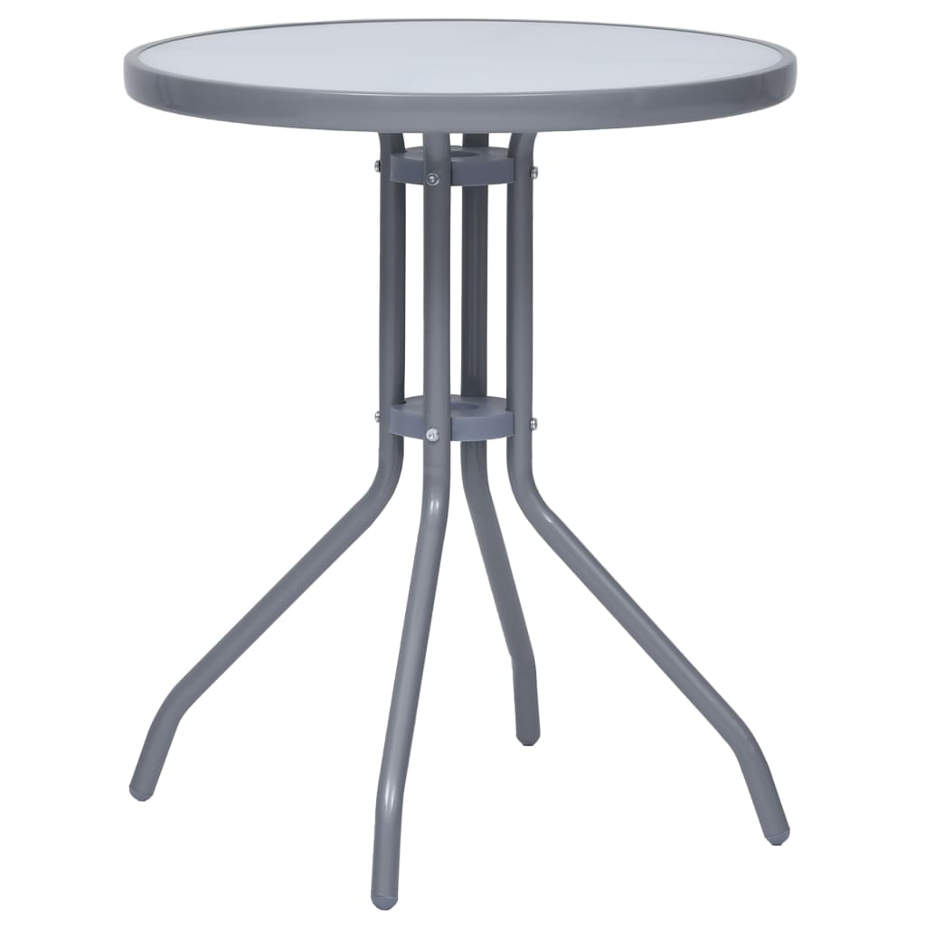 Sodo staliukas, šviesiai pilkas, 60cm, plienas ir stiklas
