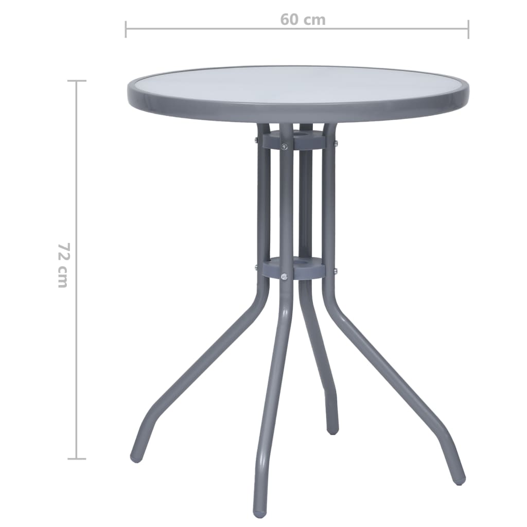 Sodo staliukas, šviesiai pilkas, 60cm, plienas ir stiklas