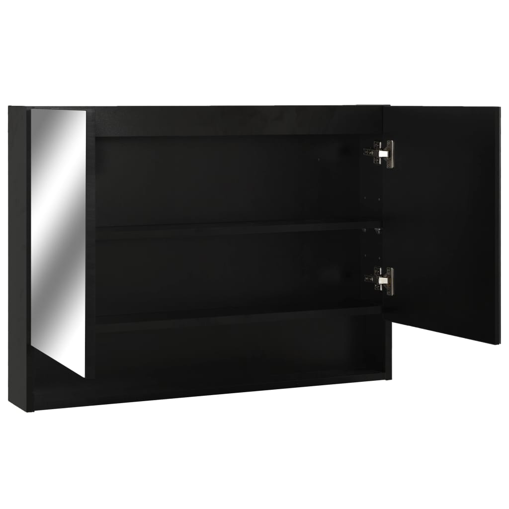 Spogulis vannas istabai ar LED, melns, 80x15x60cm, MDF