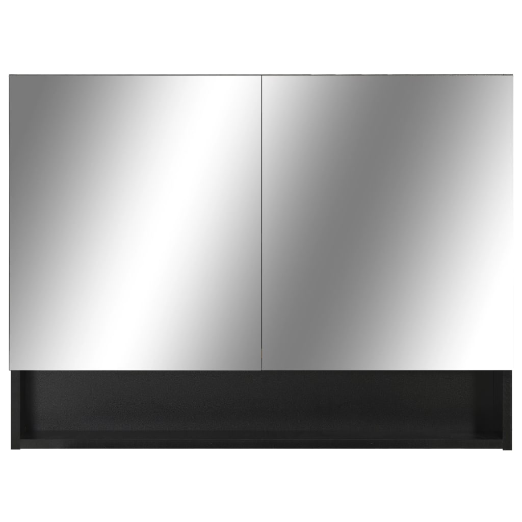 Spogulis vannas istabai ar LED, melns, 80x15x60cm, MDF