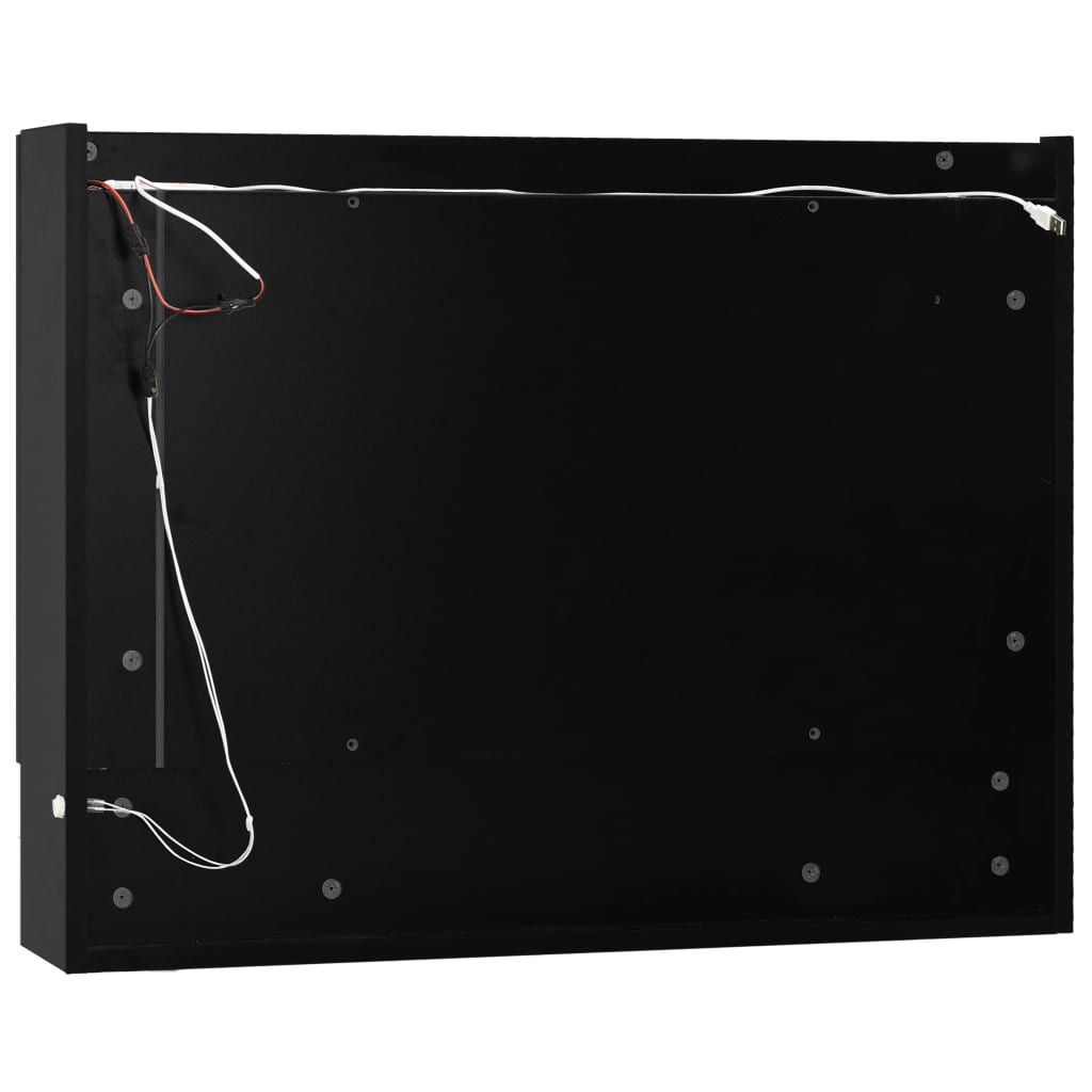 Spogulis vannas istabai ar LED, melns, 80x15x60cm, MDF