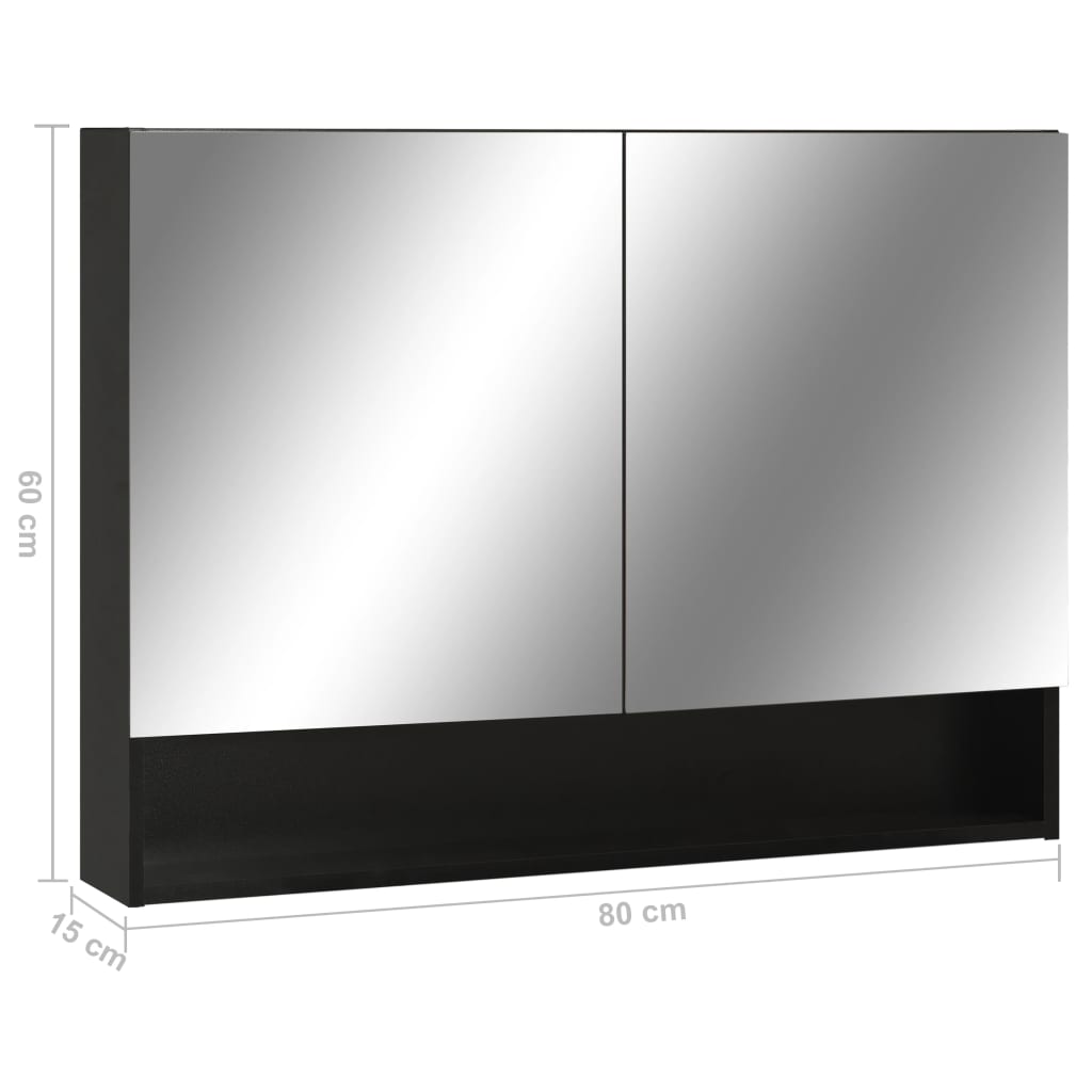 Spogulis vannas istabai ar LED, melns, 80x15x60cm, MDF