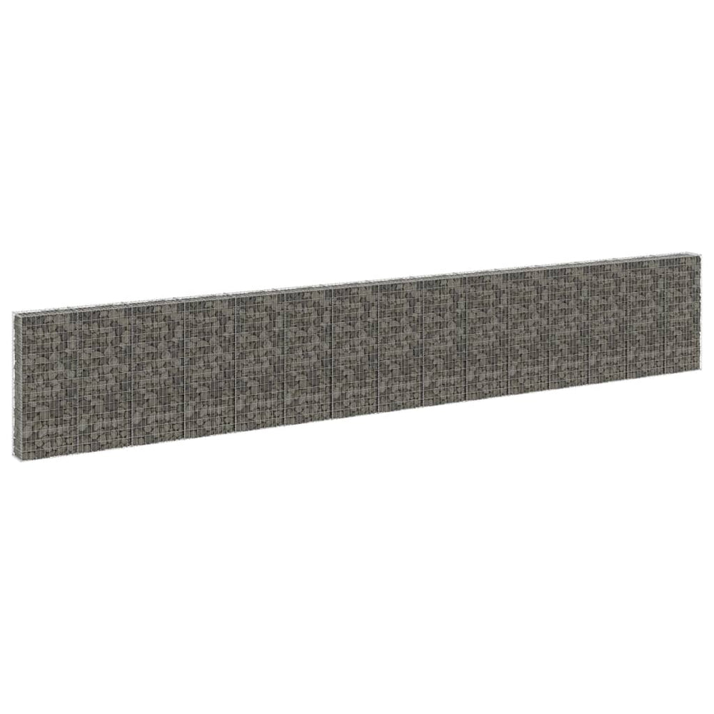 Gabion wall with covers, 900x30x150cm, galvanized steel