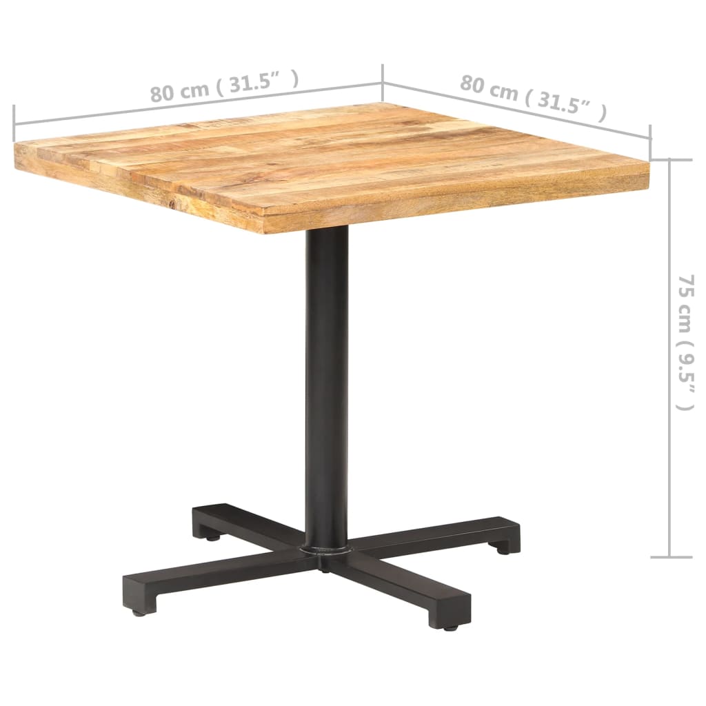 Bistro table, 80x80x75cm, untreated mango wood