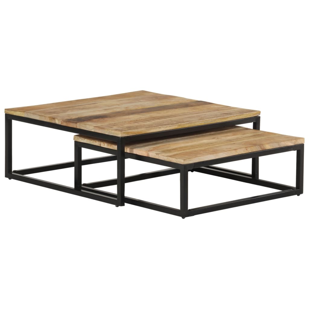 Nesting coffee tables, 2 pcs., solid mango wood