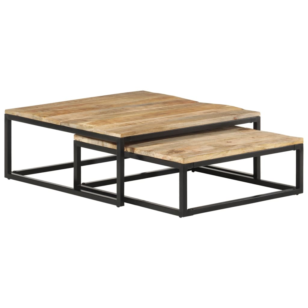 Nesting coffee tables, 2 pcs., solid mango wood