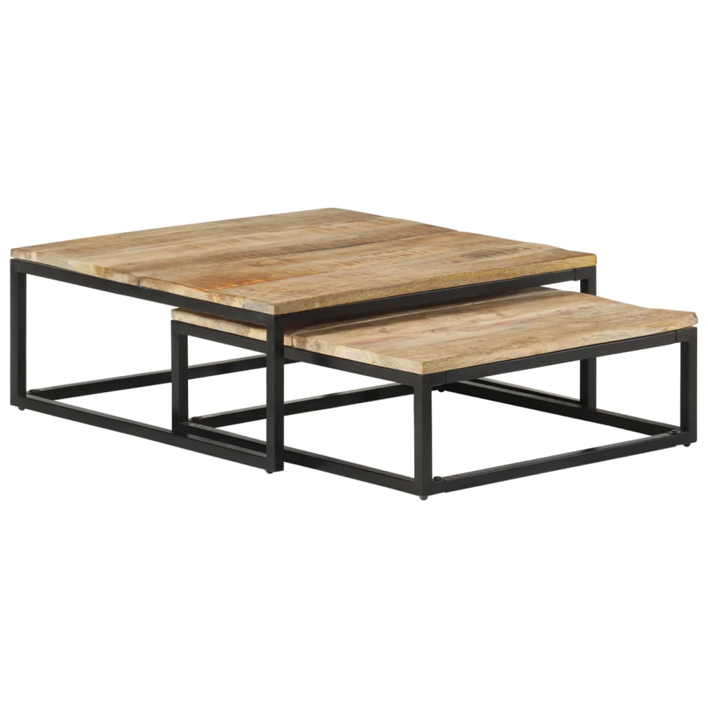 Nesting coffee tables, 2 pcs., solid mango wood