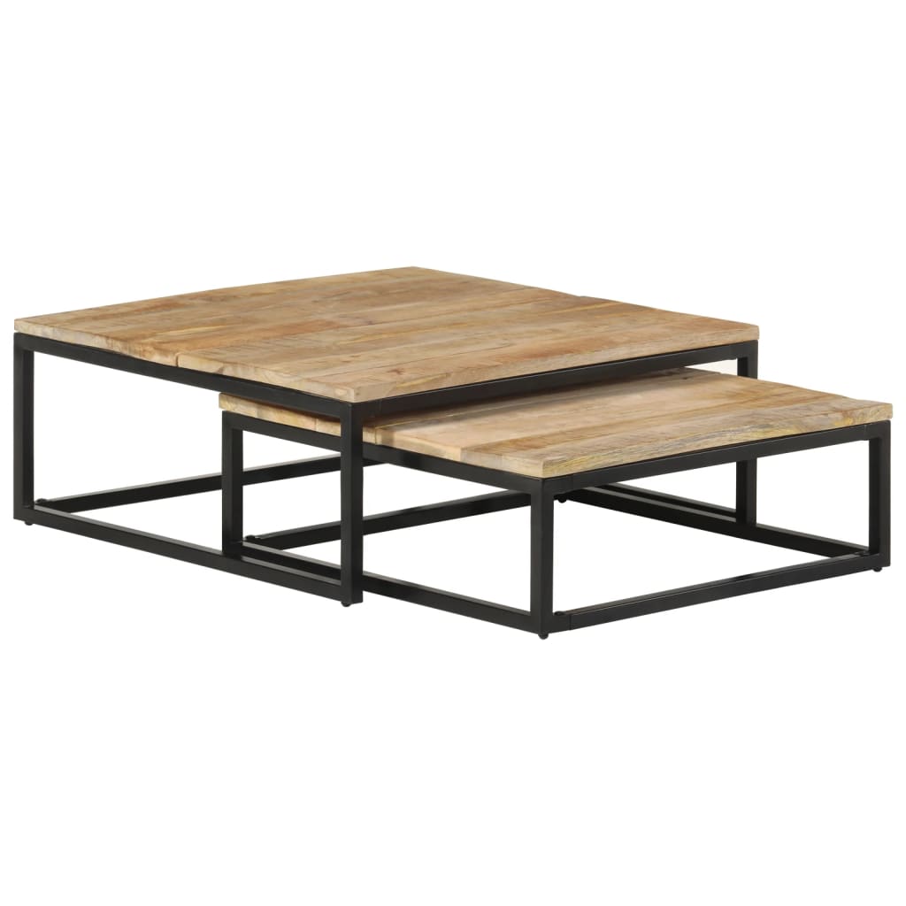 Nesting coffee tables, 2 pcs., solid mango wood