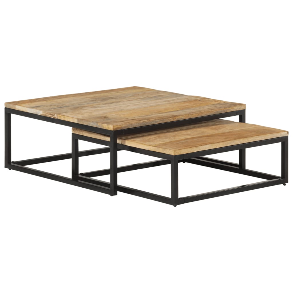 Nesting coffee tables, 2 pcs., solid mango wood