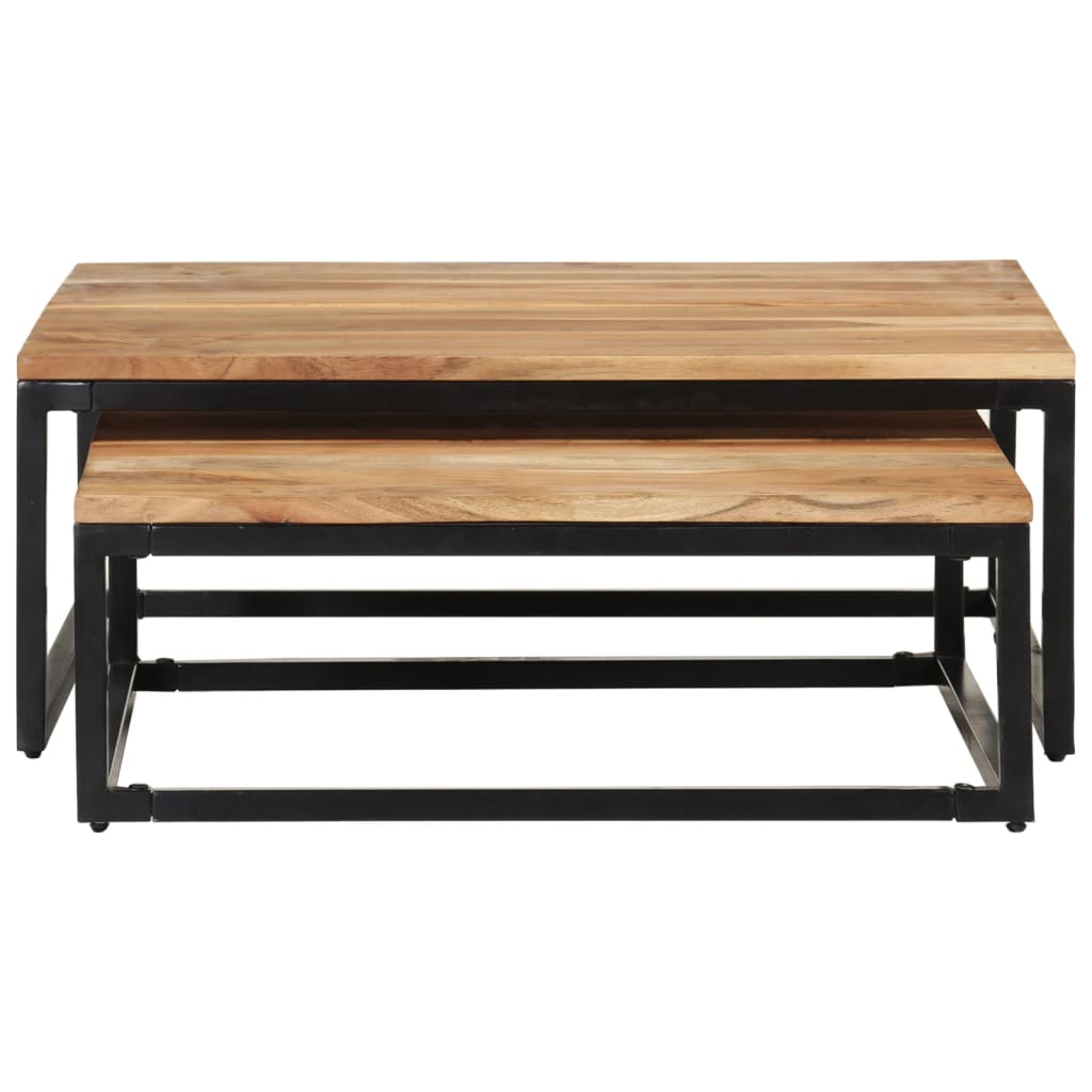 Stackable coffee tables, 2 pcs., solid acacia wood