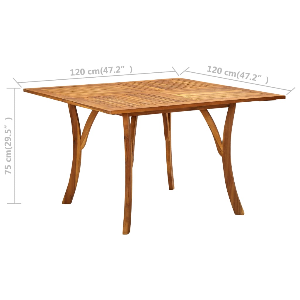 Sodo stalas, 120x120x75cm, akacijos medienos masyvas