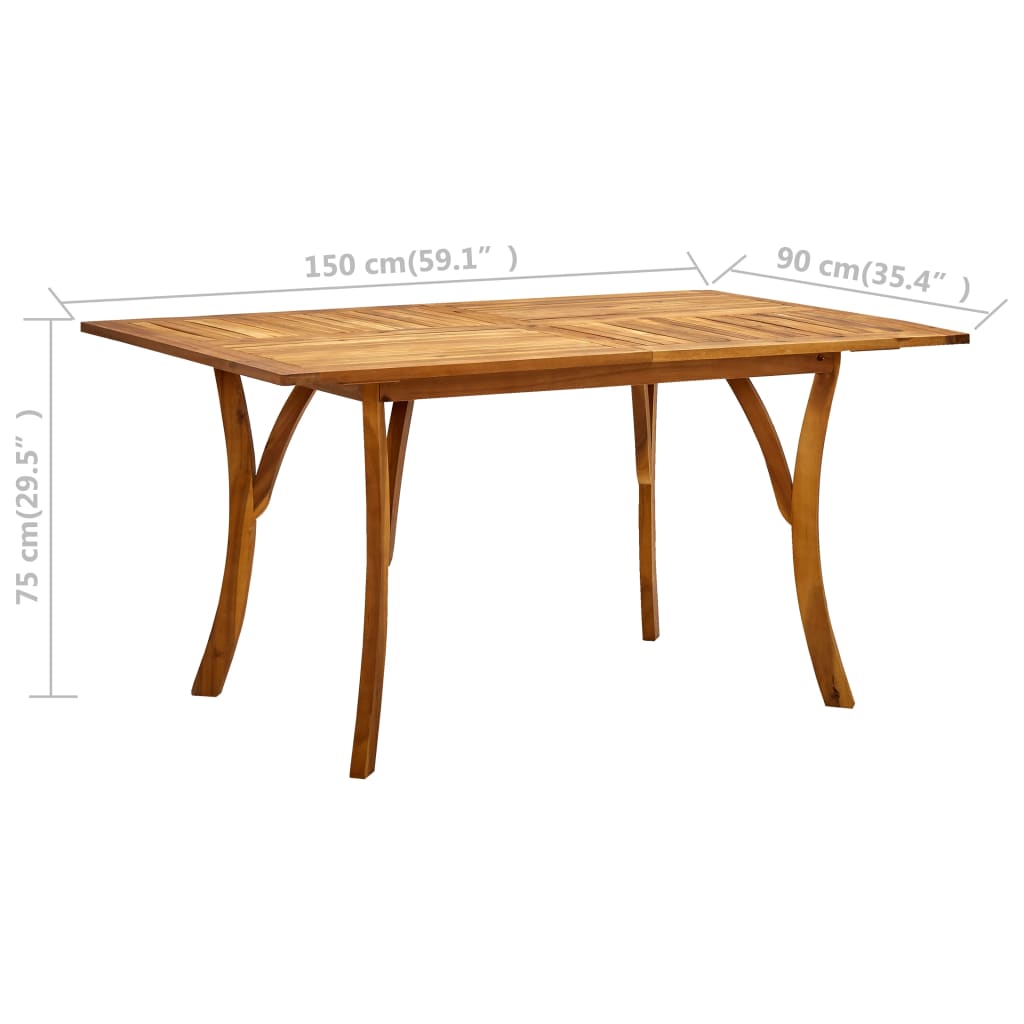 Sodo stalas, 150x90x75cm, akacijos medienos masyvas