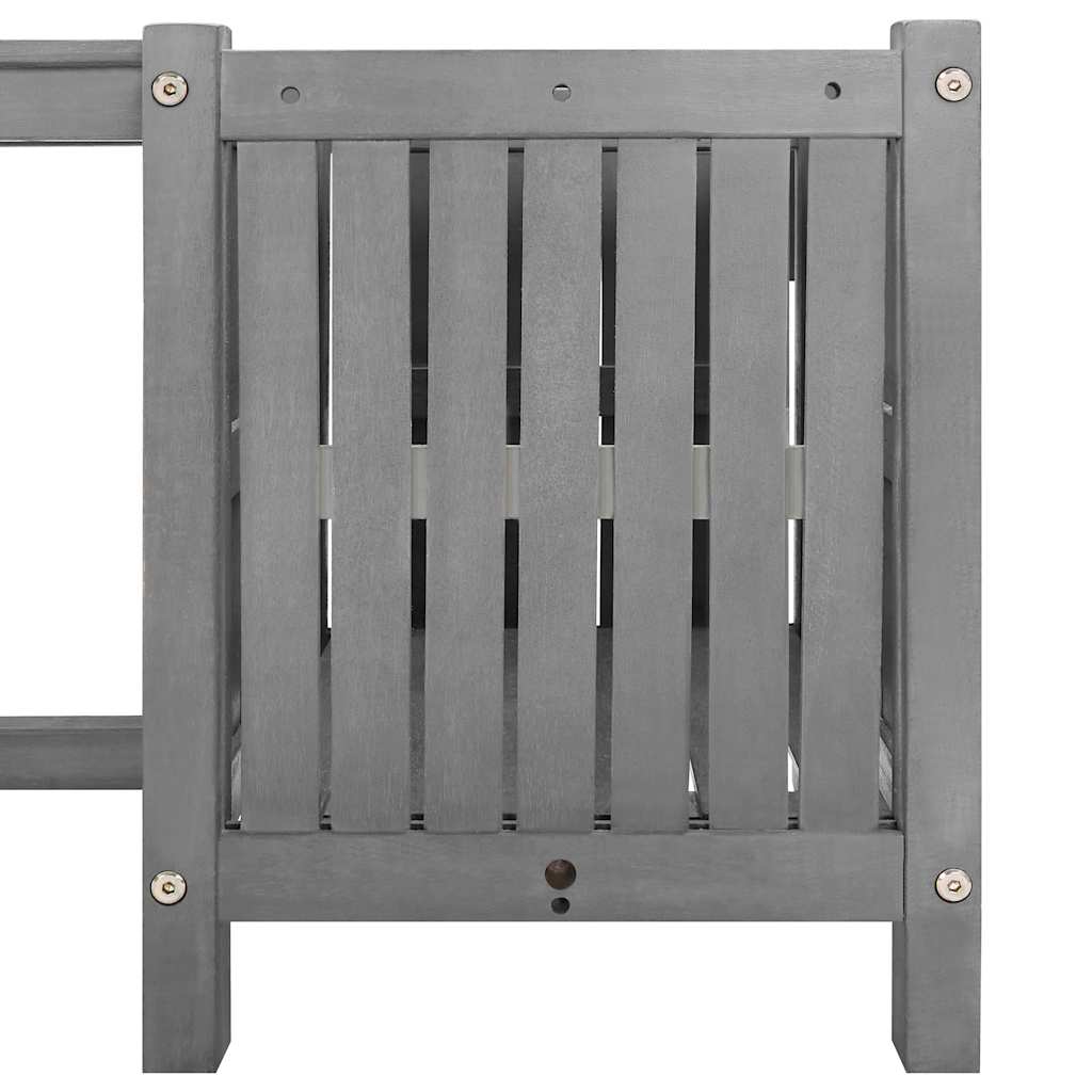Garden bench with 2 planters, grey, 150cm, solid acacia wood