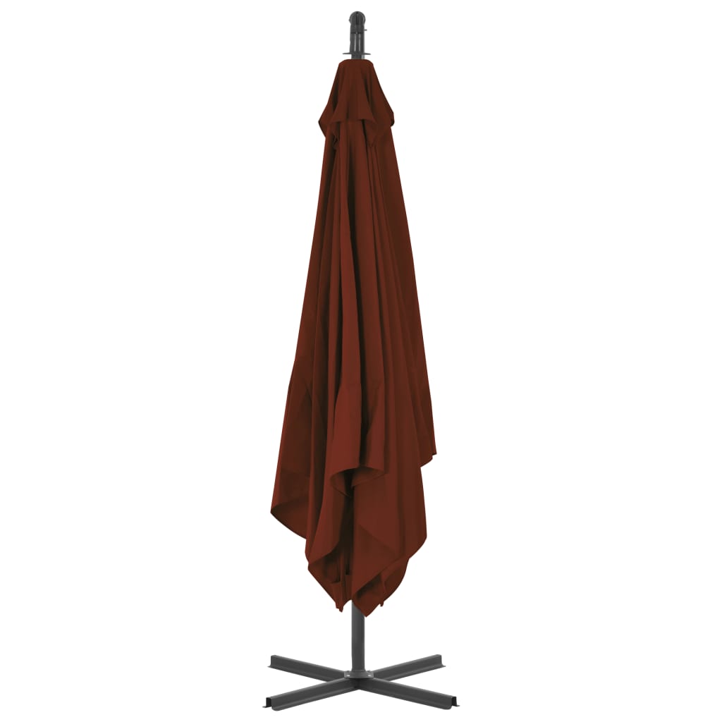 Gembinis sodo skėtis su plieniniu stulpu, terakota, 250x250cm