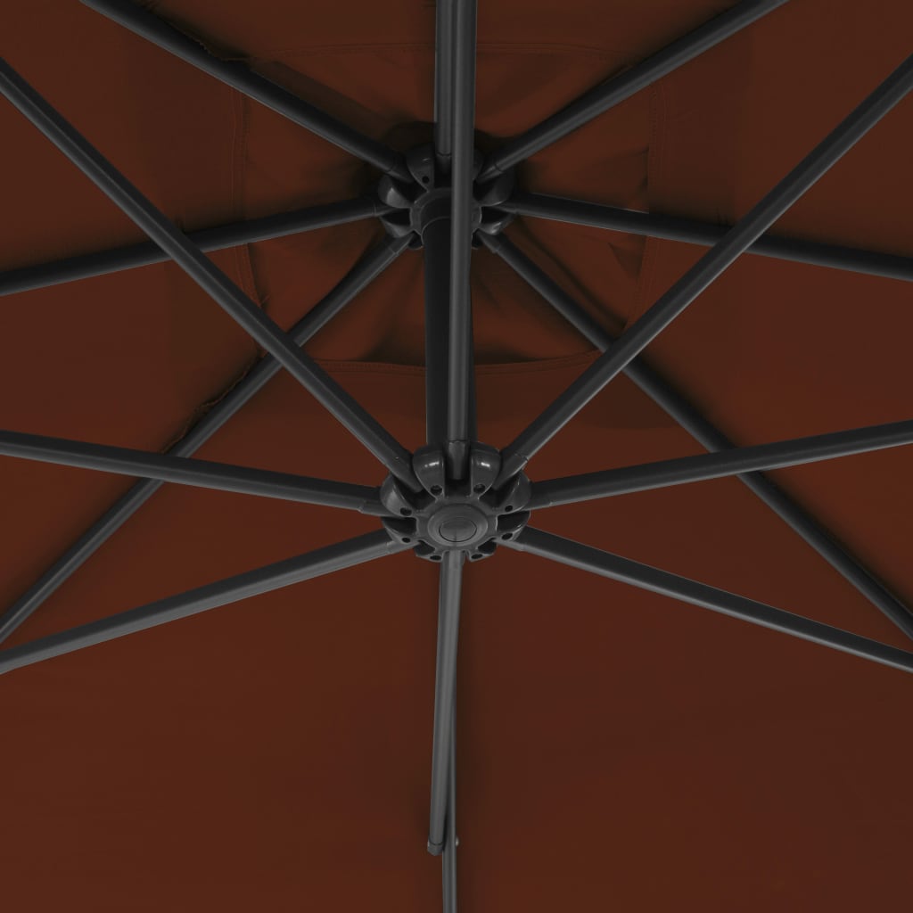 Gembinis sodo skėtis su plieniniu stulpu, terakota, 250x250cm