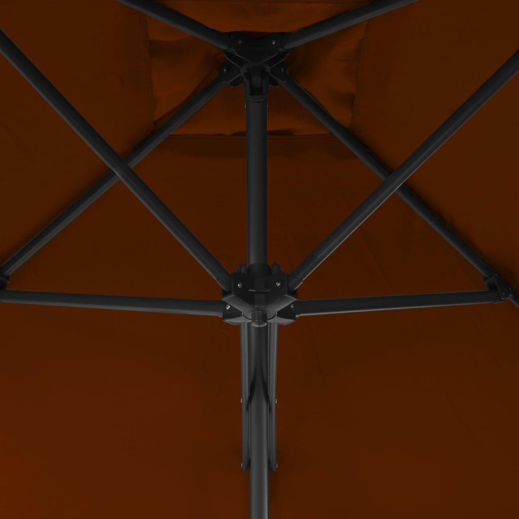 Sodo skėtis su plieniniu stulpu, terakota, 250x250x230cm