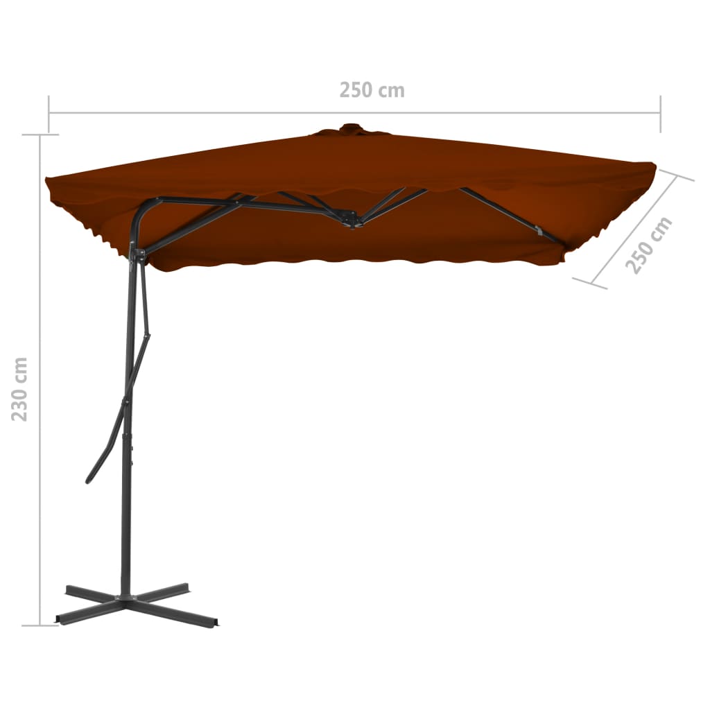 Sodo skėtis su plieniniu stulpu, terakota, 250x250x230cm