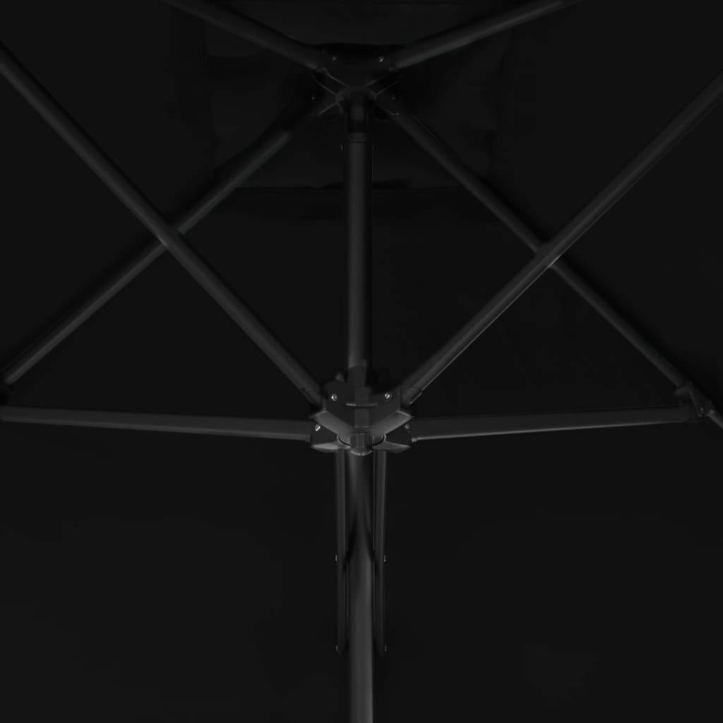 Sodo skėtis su plieniniu stulpu, juodos spalvos, 250x250x230cm