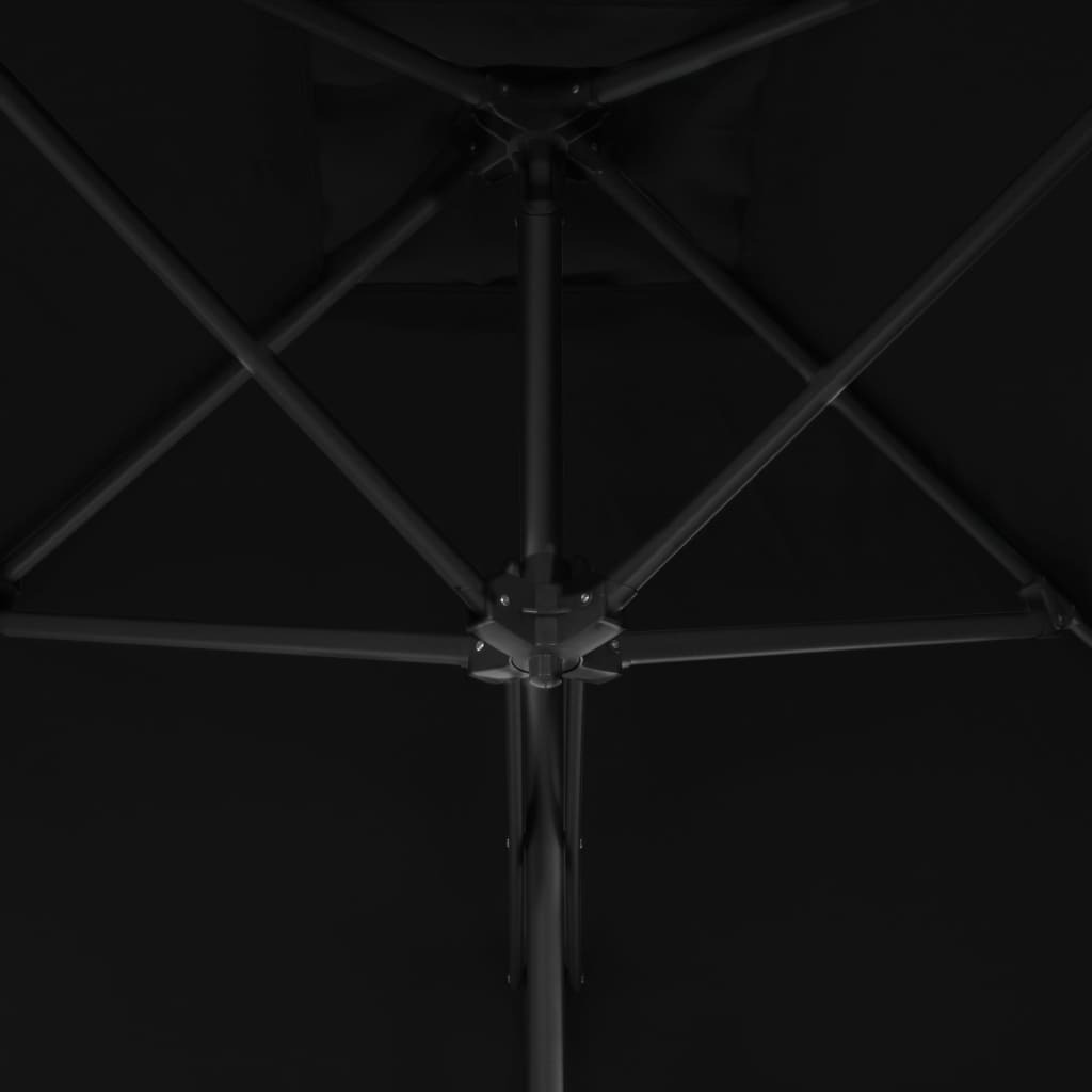 Sodo skėtis su plieniniu stulpu, juodos spalvos, 300x230cm
