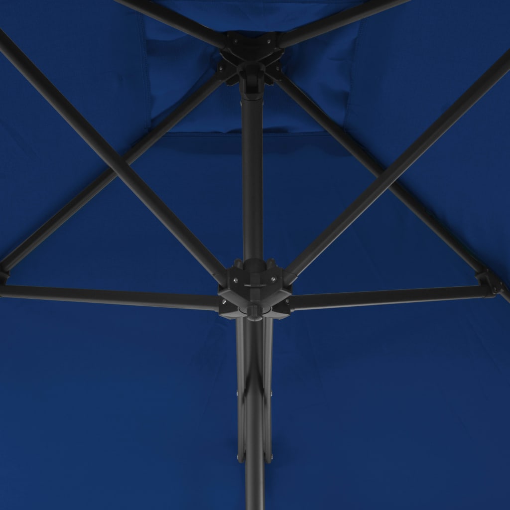 Sodo skėtis su plieniniu stulpu, mėlynos spalvos, 300x230cm