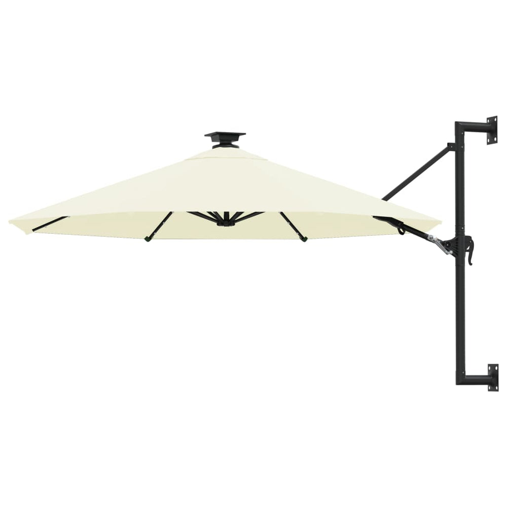 Wall-mounted garden parasol with LED, sand, 300cm