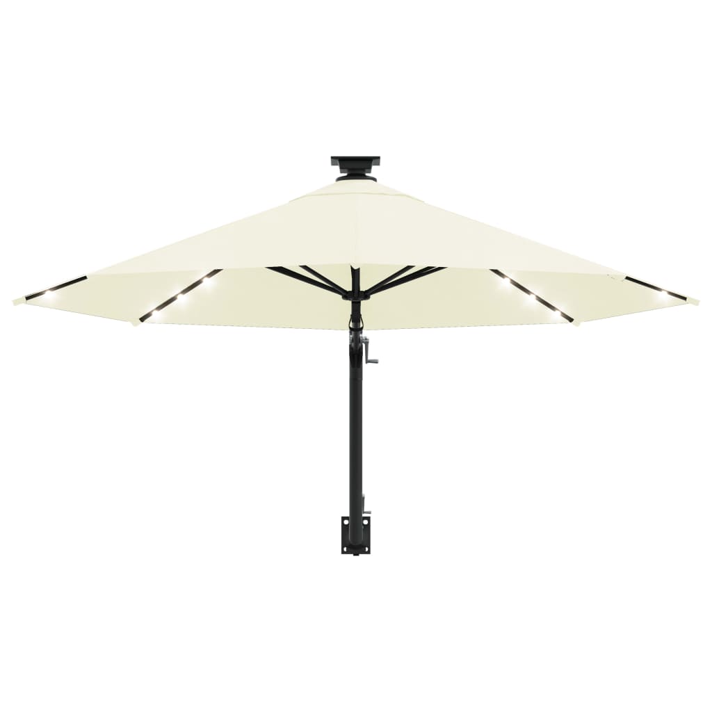 Wall-mounted garden parasol with LED, sand, 300cm