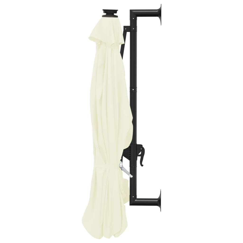 Wall-mounted garden parasol with LED, sand, 300cm