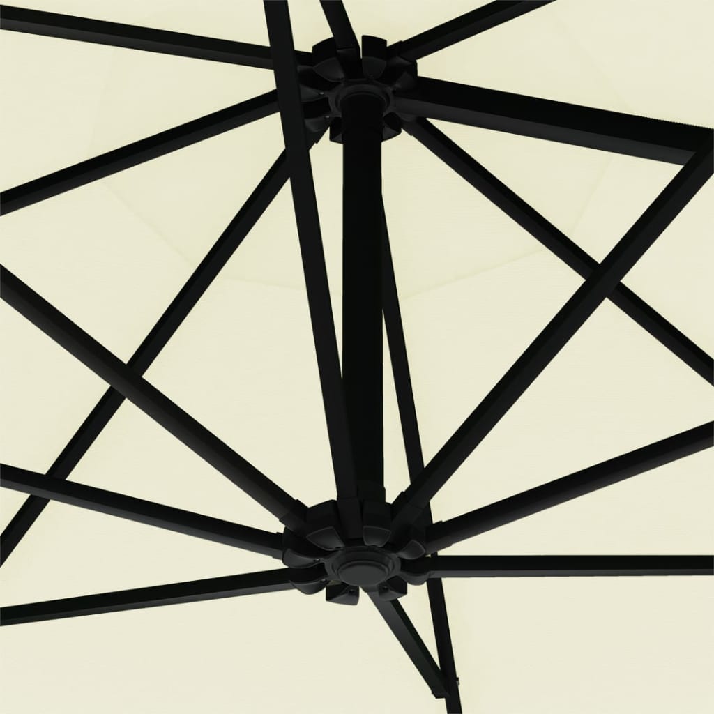 Wall-mounted garden parasol with LED, sand, 300cm