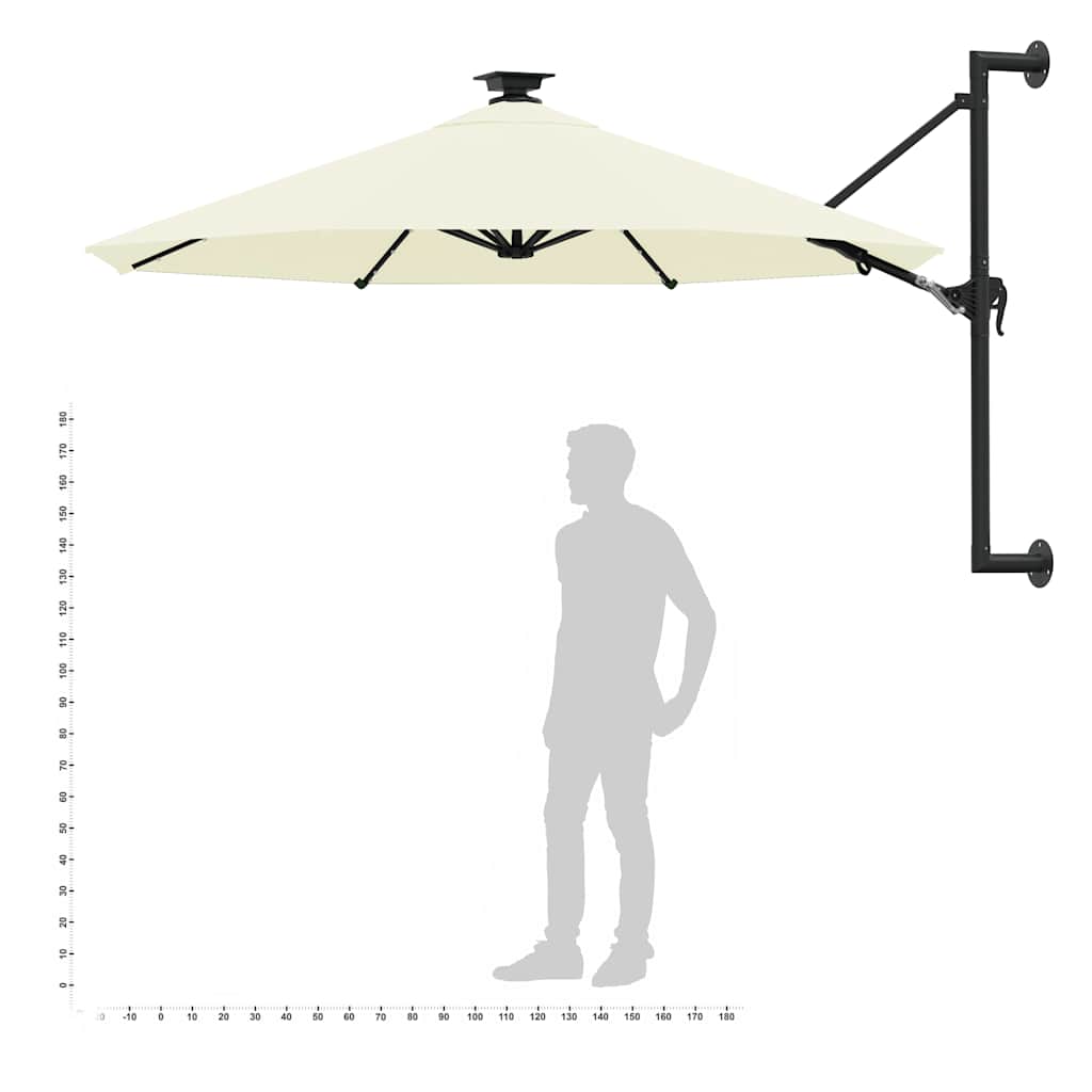 Dārza saulessargs LED BRUCE, smilškrāsas, 300x131cm